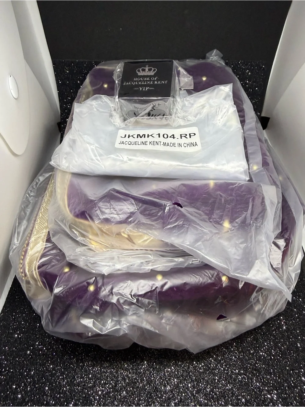 Velvet Quilted Royal Purple Women's Makeup Bags with Gold Studs